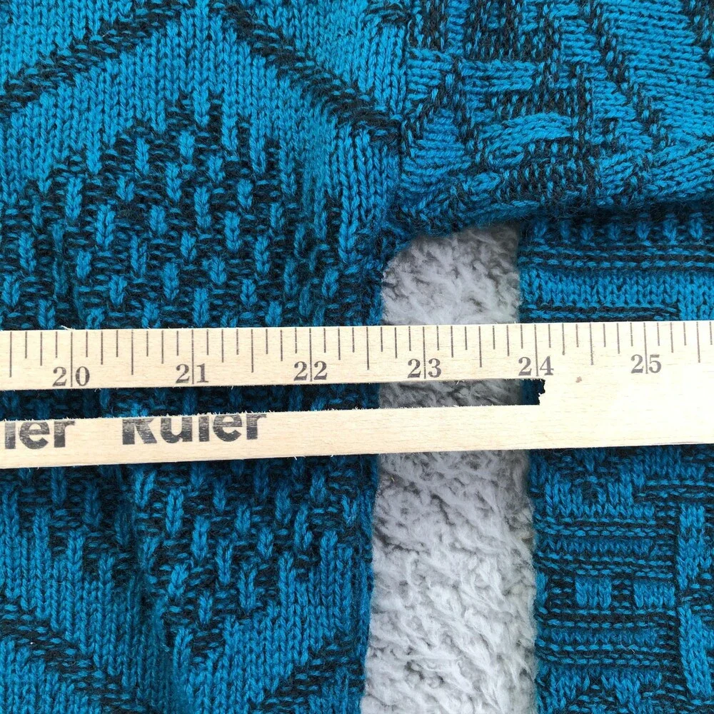 Vintage Chia Sweater Mens XL Blue Geometric Knit Crewneck Pullover Abstract